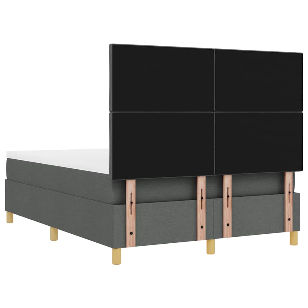 Box Spring Seng Med Madras Mørkegrå 140 X 190 Cm Stof