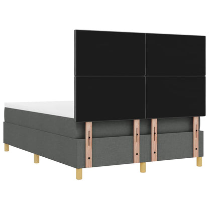 Box Spring Seng Med Madras Mørkegrå 140 X 190 Cm Stof