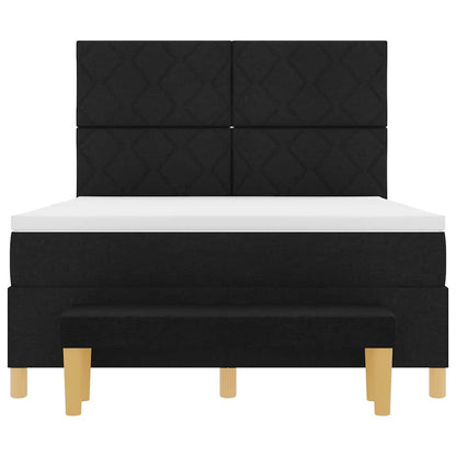 Box Spring Seng Med Madras Sort 140 X 190 Cm Stof