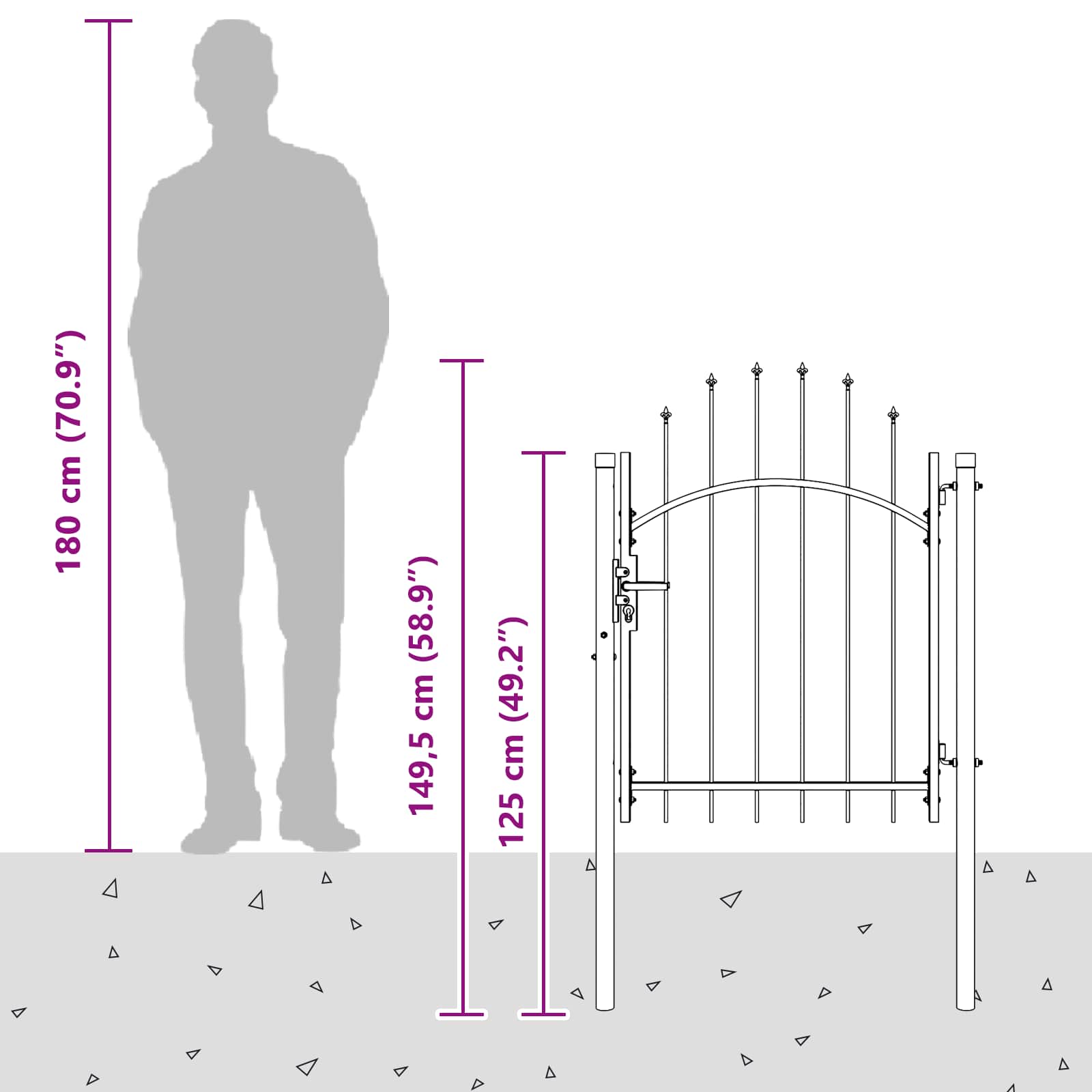 Haveport Med Lås Grå 100 X 100 Cm Stål
