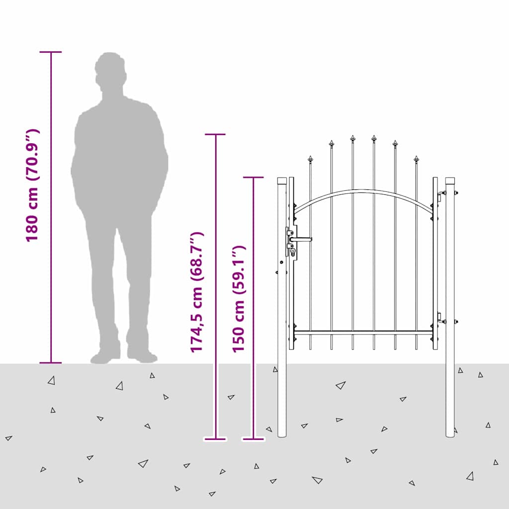 Haveport Med Lås Grå 125 X 100 Cm Stål