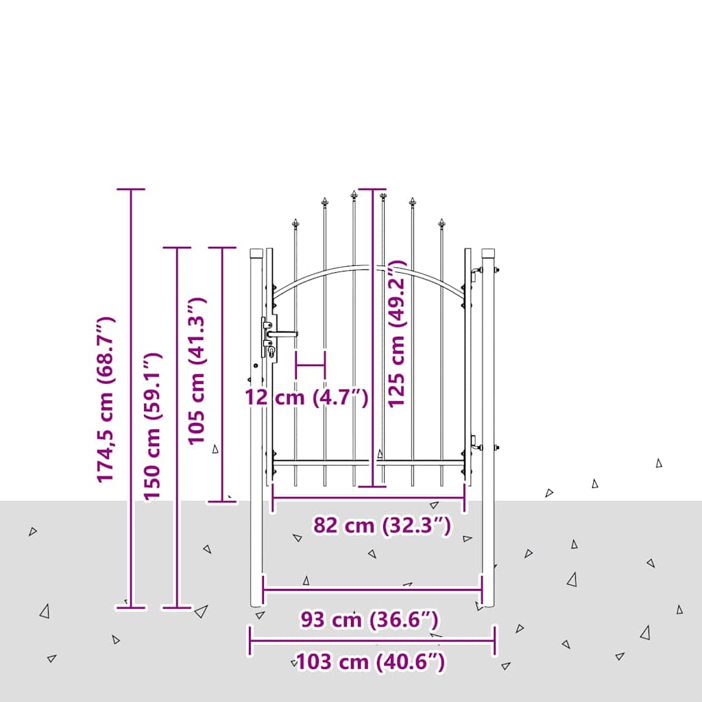 Haveport Med Lås Grå 125 X 100 Cm Stål