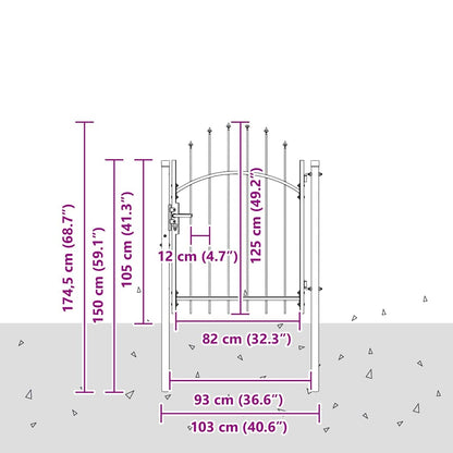 Haveport Med Lås Grå 125 X 100 Cm Stål