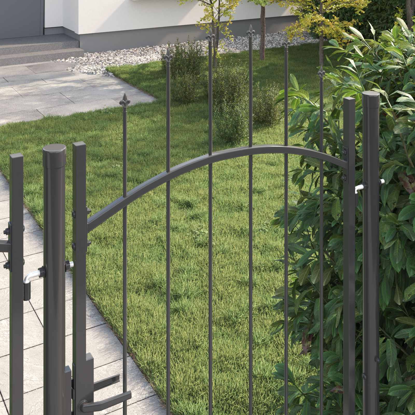 Haveport Med Lås Grå 200 X 100 Cm Stål