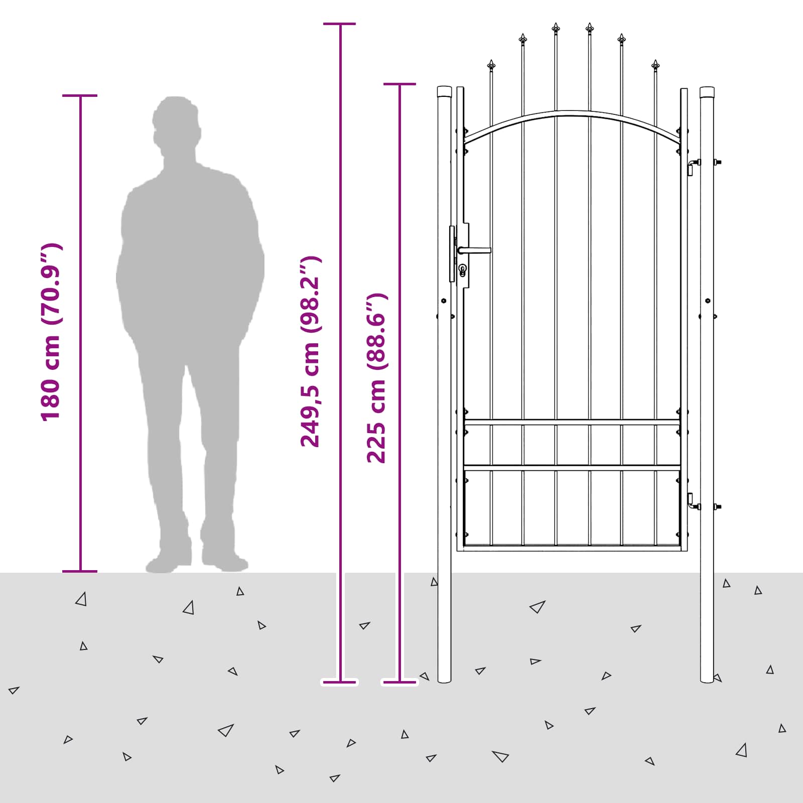 Haveport Med Lås Grå 200 X 100 Cm Stål