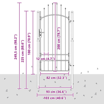 Haveport Med Lås Grå 200 X 100 Cm Stål
