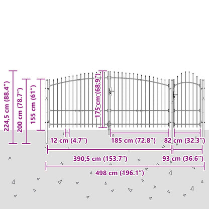 Haveport Med Lås Grå 100 X 400 Cm Stål