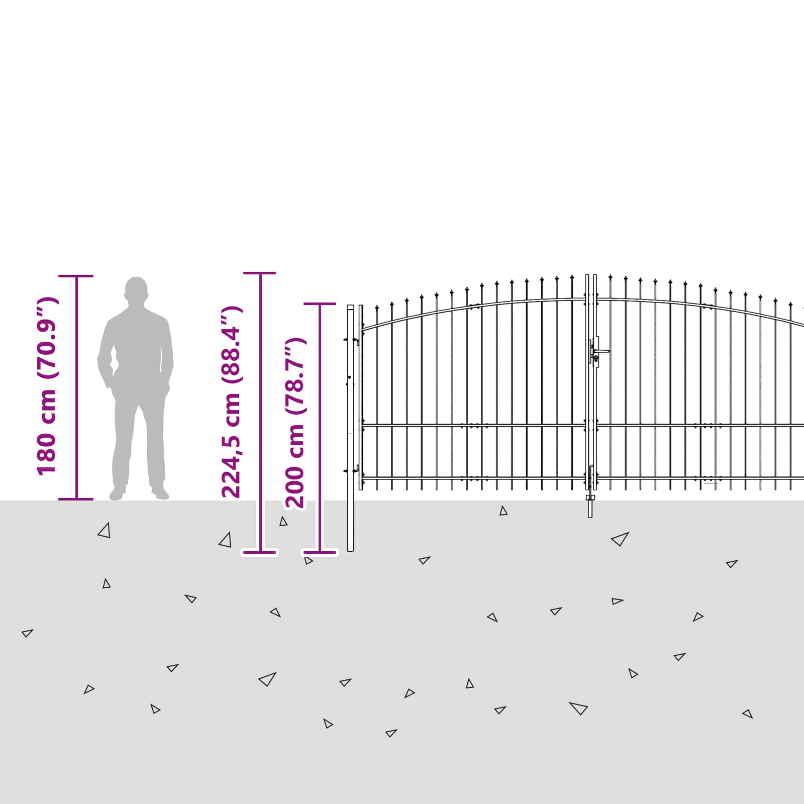 Haveport Med Lås Grå 125 X 400 Cm Stål