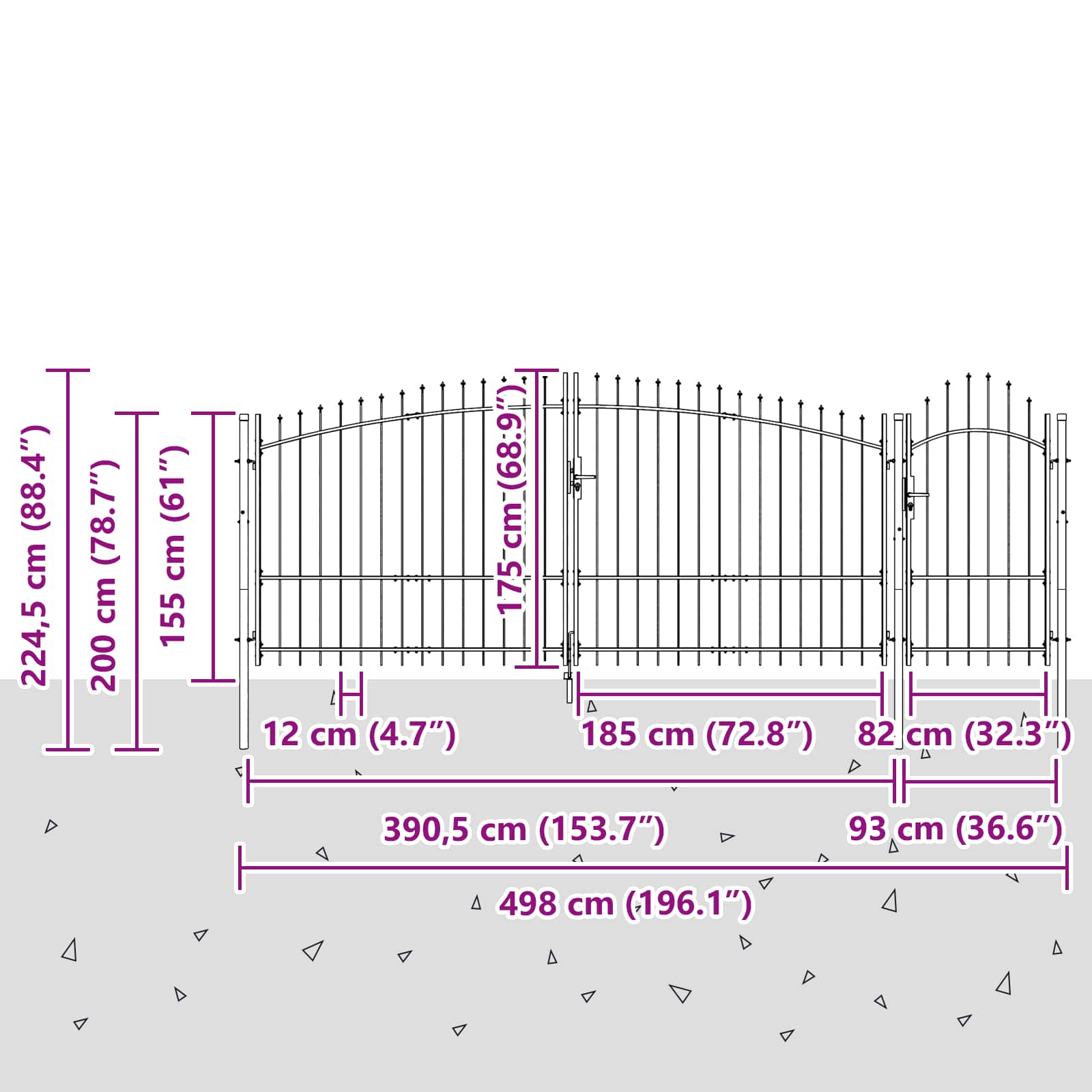 Haveport Med Lås Grå 150 X 400 Cm Stål