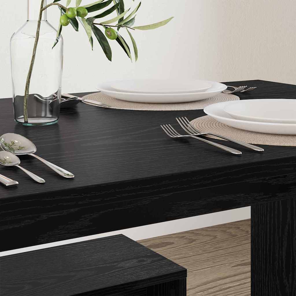 Spisestuesæt 2 Pcs Sort Eg 97 X 47 X 75 Cm Konstrueret Træ