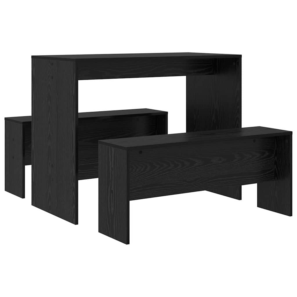 Spisestuesæt 2 Pcs Sort Eg 97 X 47 X 75 Cm Konstrueret Træ