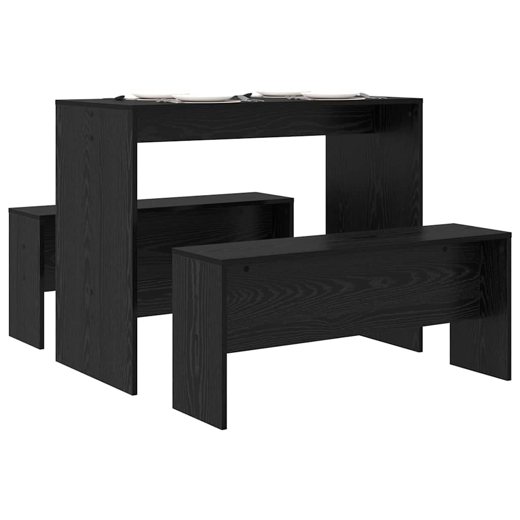 Spisestuesæt 2 Pcs Sort Eg 97 X 47 X 75 Cm Konstrueret Træ