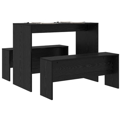 Spisestuesæt 2 Pcs Sort Eg 97 X 47 X 75 Cm Konstrueret Træ