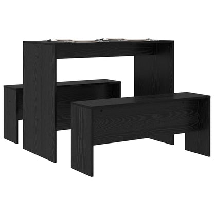 Spisestuesæt 2 Pcs Sort Eg 97 X 47 X 75 Cm Konstrueret Træ