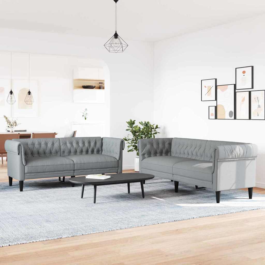 Sofa Sæt Lysegrå Stof