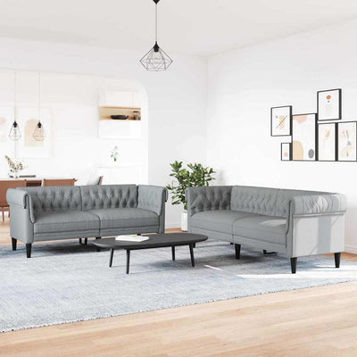 Sofa Sæt Lysegrå Stof