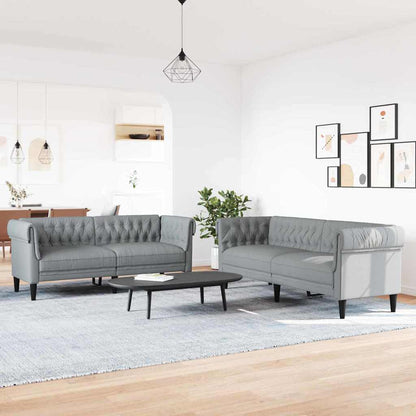 Sofa Sæt Lysegrå Stof