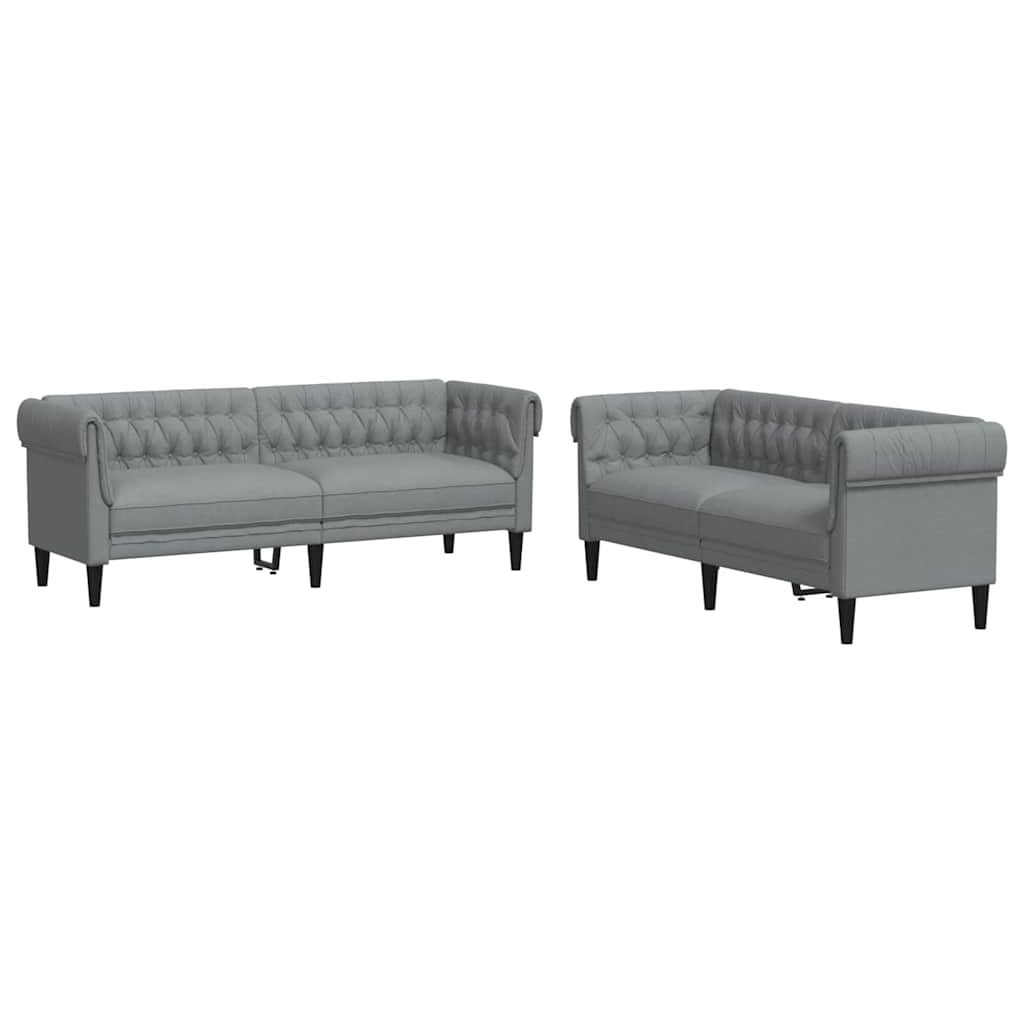 Sofa Sæt Lysegrå Stof