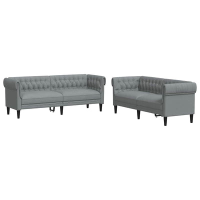 Sofa Sæt Lysegrå Stof