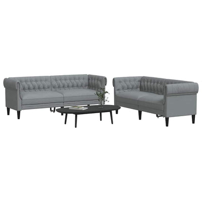 Sofa Sæt Lysegrå Stof