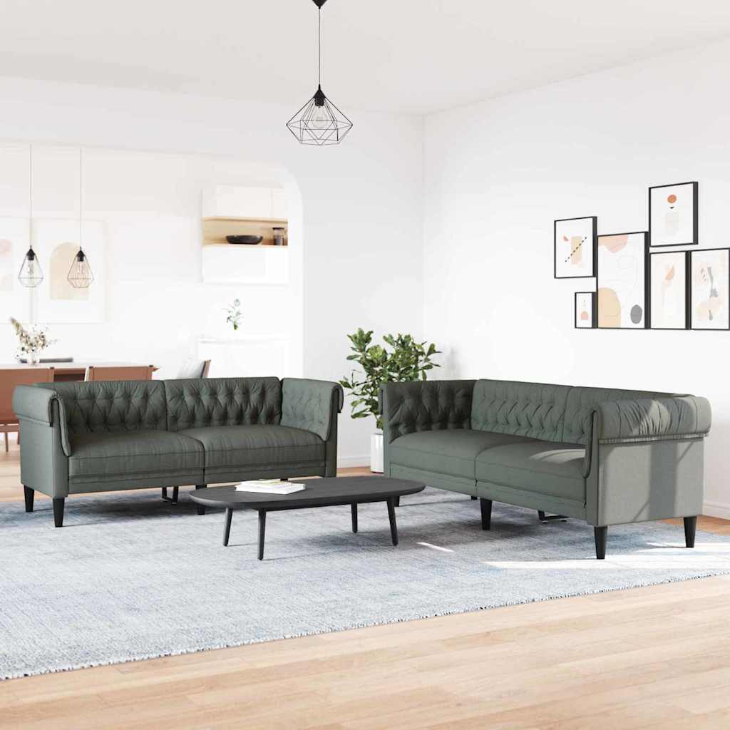 Sofa Sæt Mørkegrå Stof