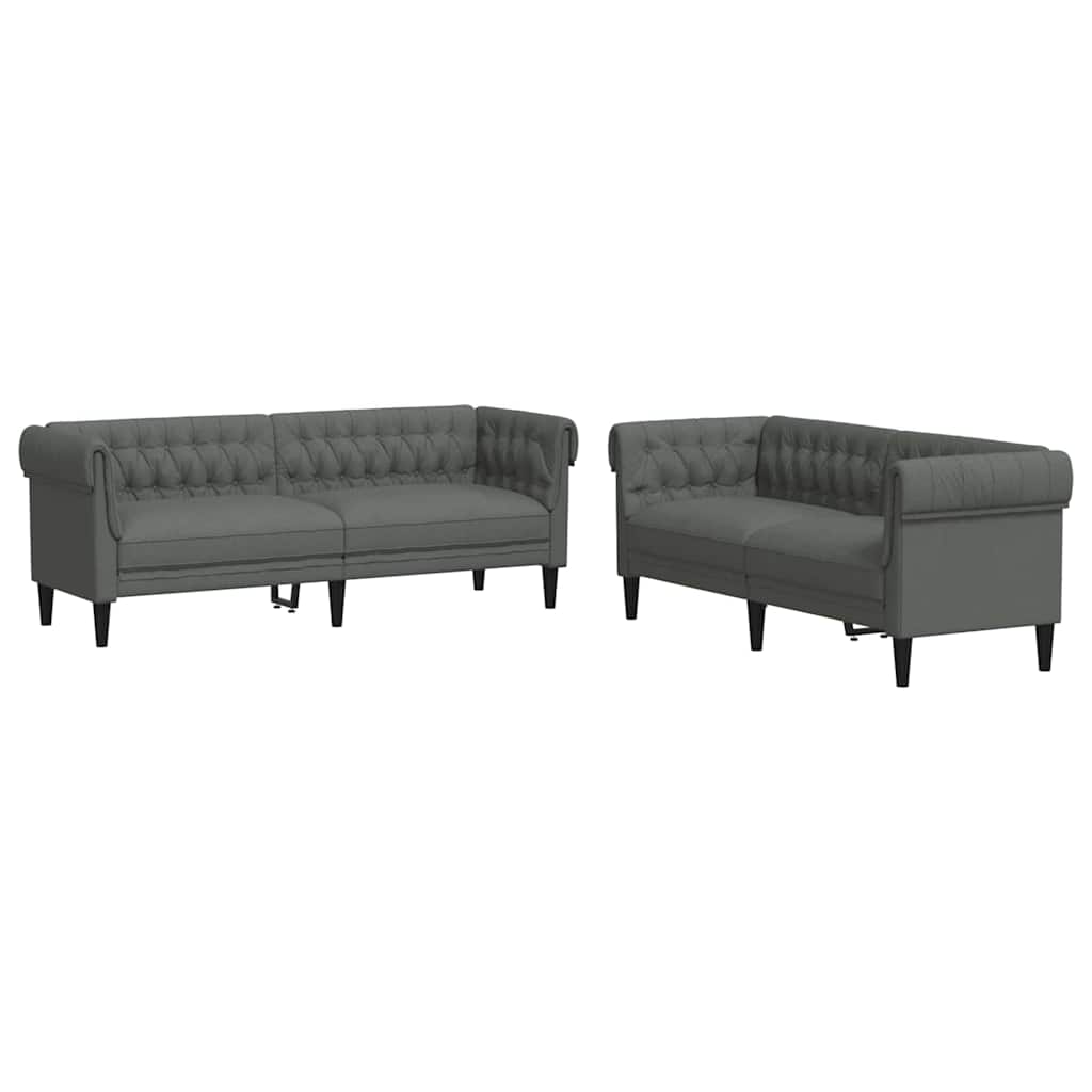 Sofa Sæt Mørkegrå Stof