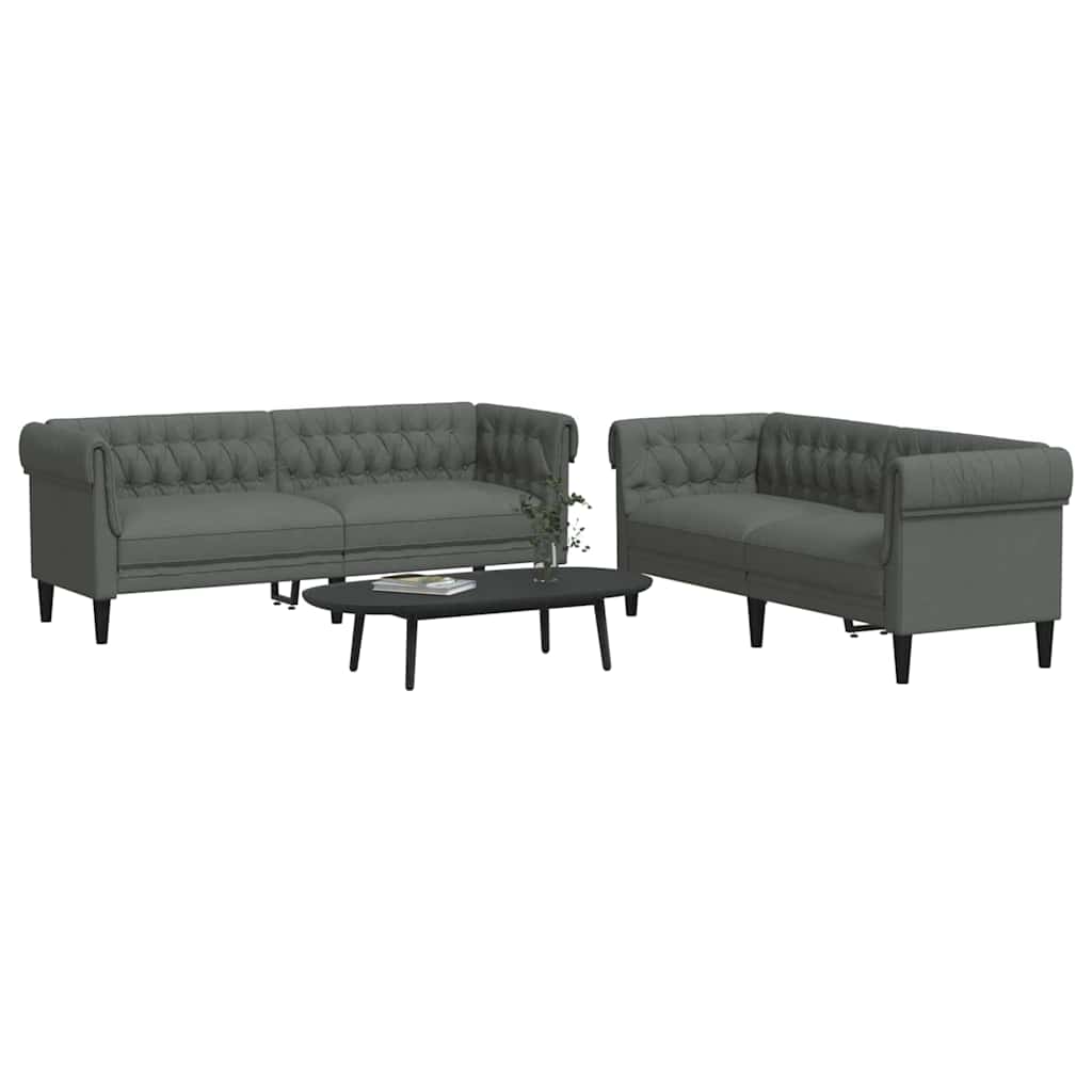 Sofa Sæt Mørkegrå Stof