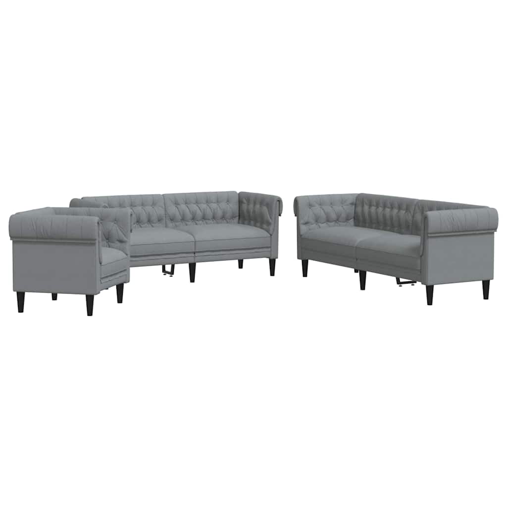 Sofa Sæt Lysegrå Stof
