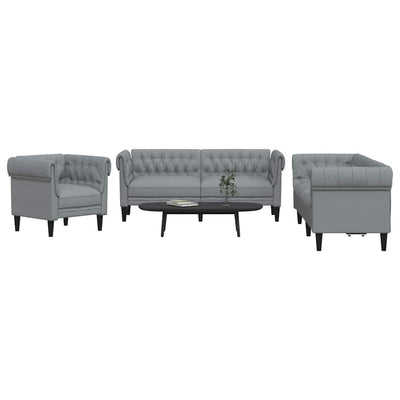 Sofa Sæt Lysegrå Stof