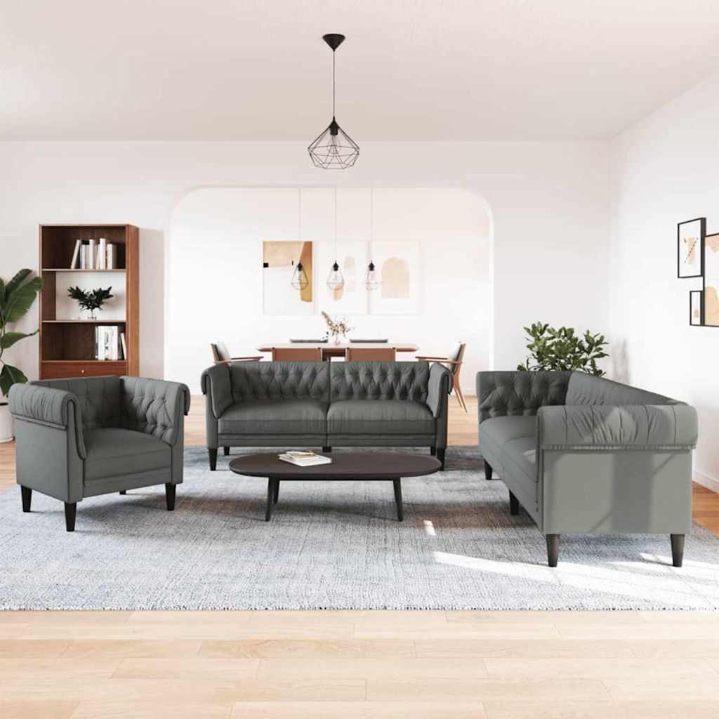Sofa Sæt Mørkegrå Stof