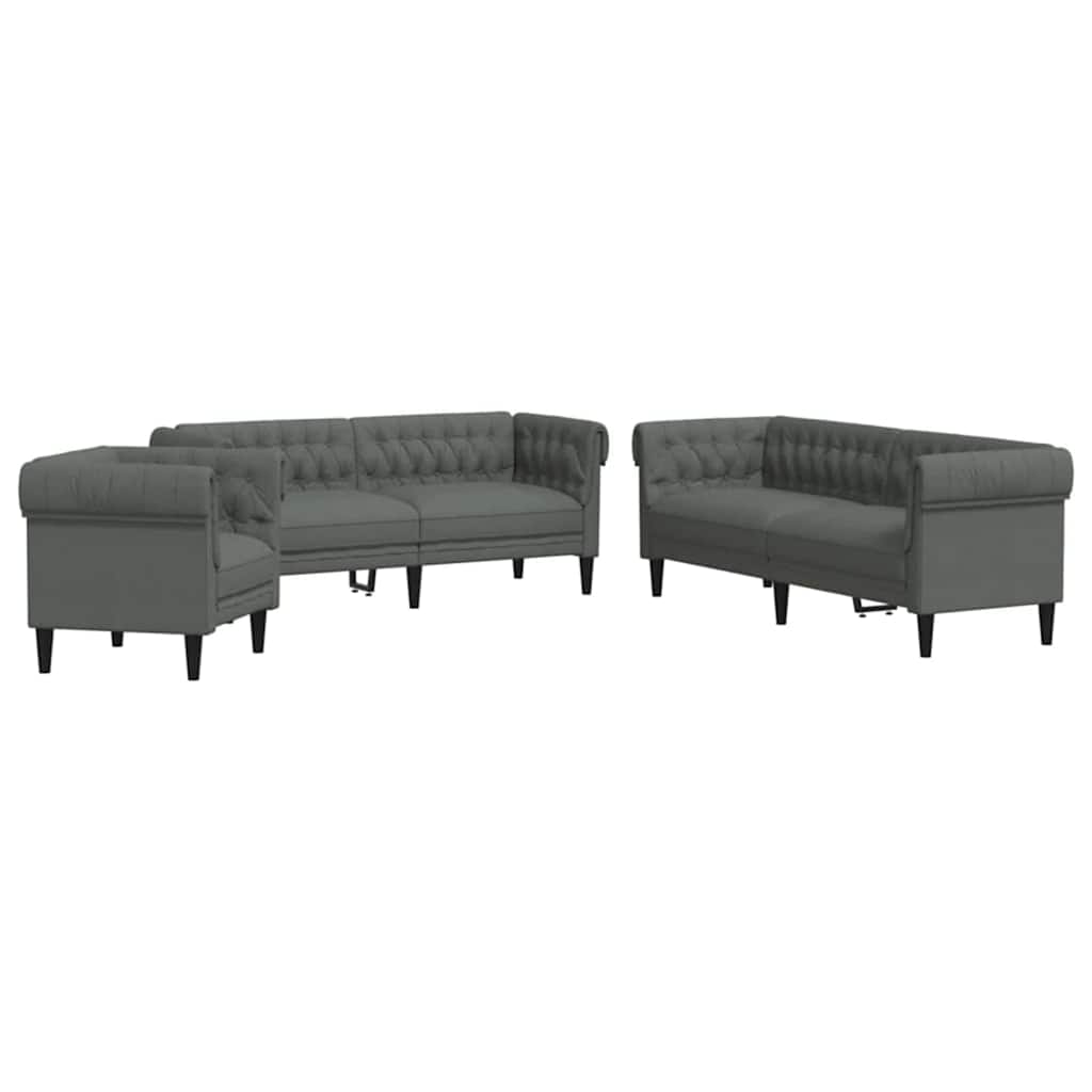 Sofa Sæt Mørkegrå Stof