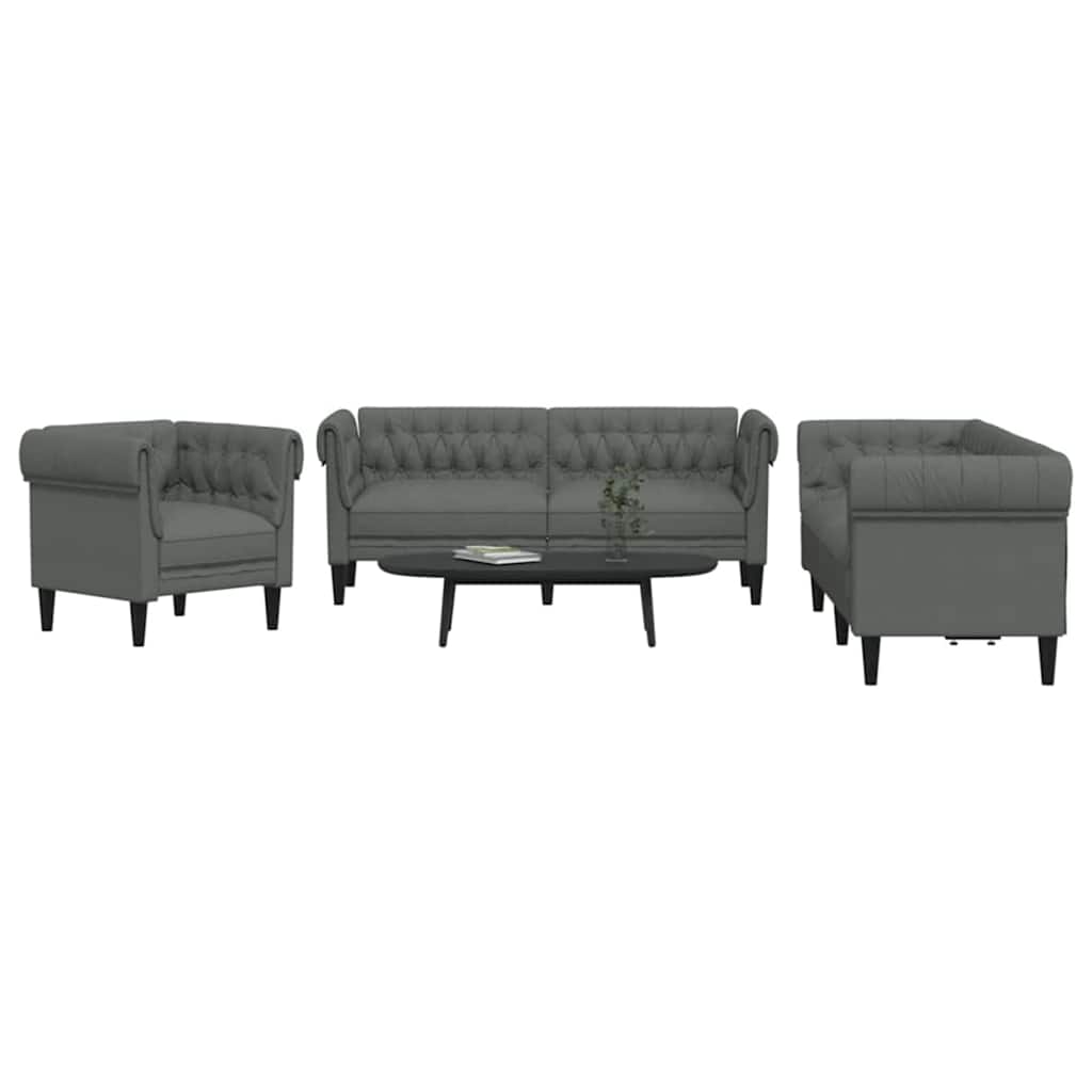 Sofa Sæt Mørkegrå Stof