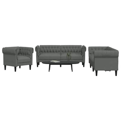 Sofa Sæt Mørkegrå Stof