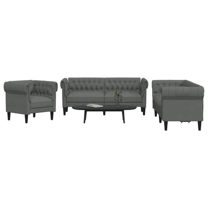 Sofa Sæt Mørkegrå Stof