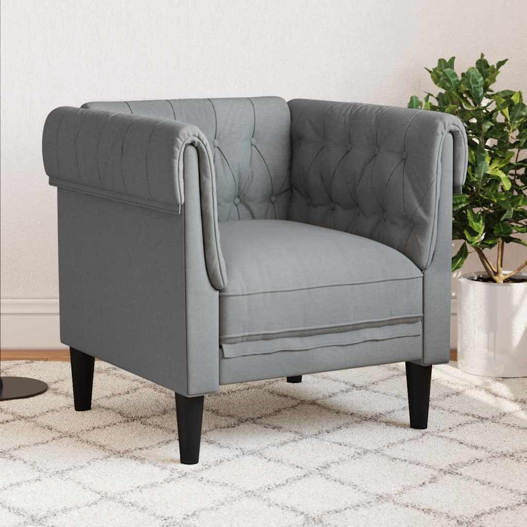 Chesterfield Sofa Stol Andet Lysegrå 78.5 X 74.5 X 74.5 Cm Stof