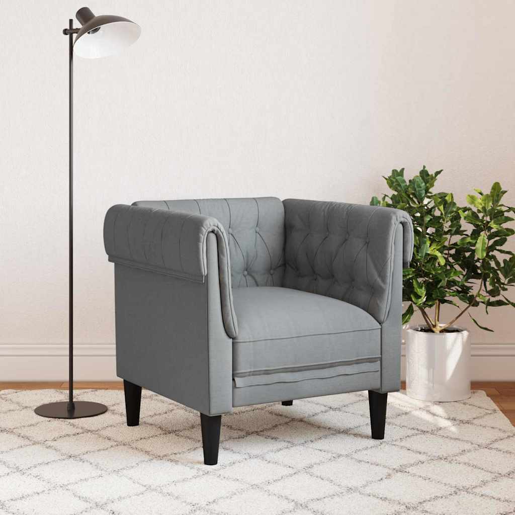 Chesterfield Sofa Stol Andet Lysegrå 78.5 X 74.5 X 74.5 Cm Stof