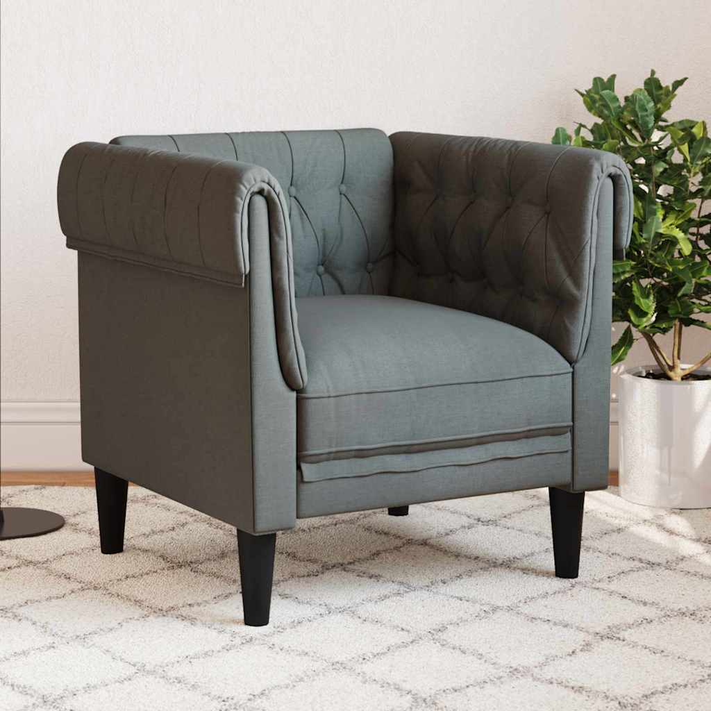 Chesterfield Sofa Stol Mørkegrå 78.5 X 74.5 X 74.5 Cm Stof