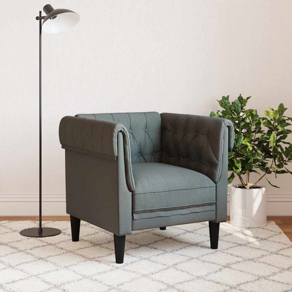Chesterfield Sofa Stol Mørkegrå 78.5 X 74.5 X 74.5 Cm Stof