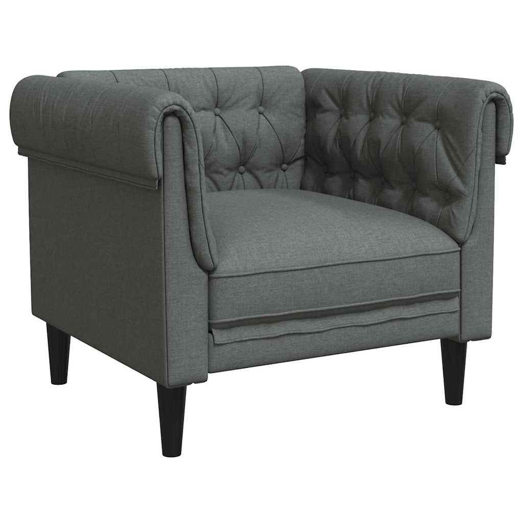 Chesterfield Sofa Stol Mørkegrå 78.5 X 74.5 X 74.5 Cm Stof