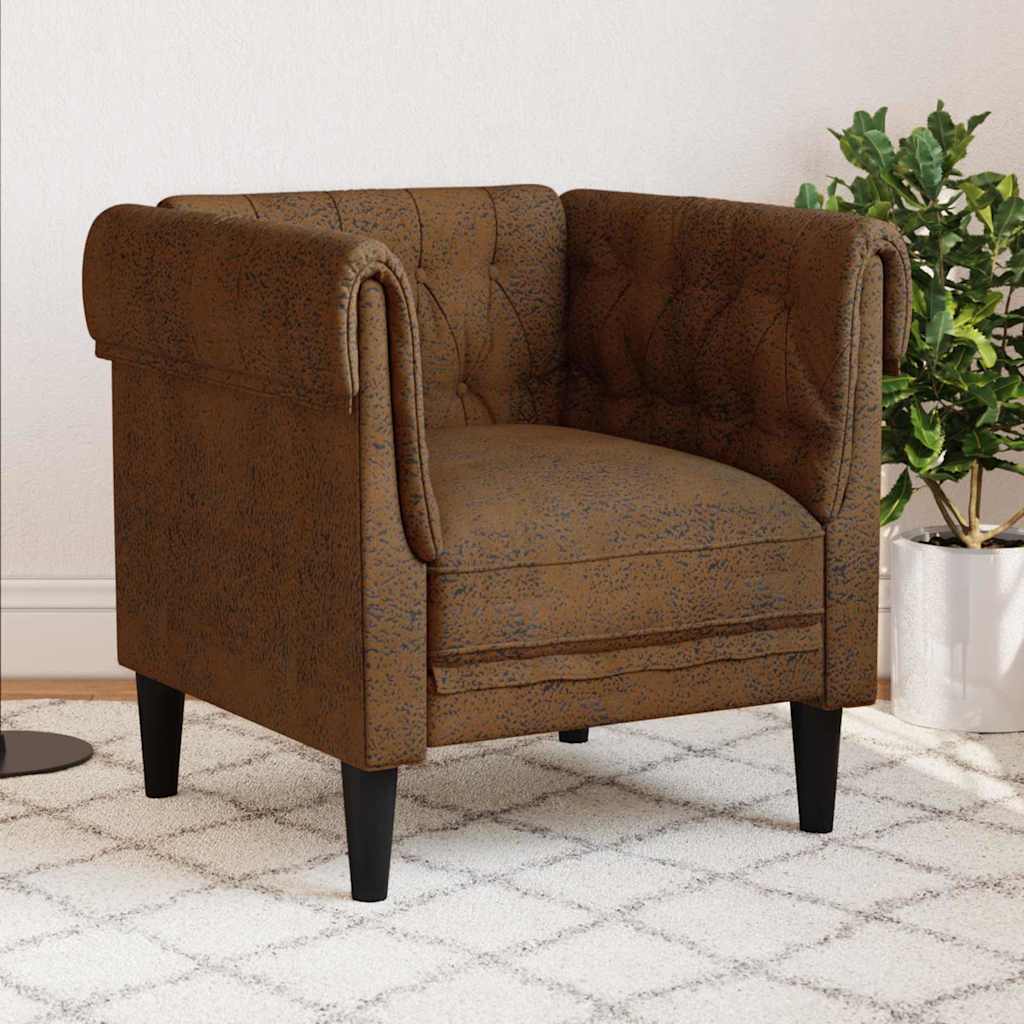 Chesterfield Sofa Stol Med Pude Brun 78.5 X 74.5 X 74.5 Cm