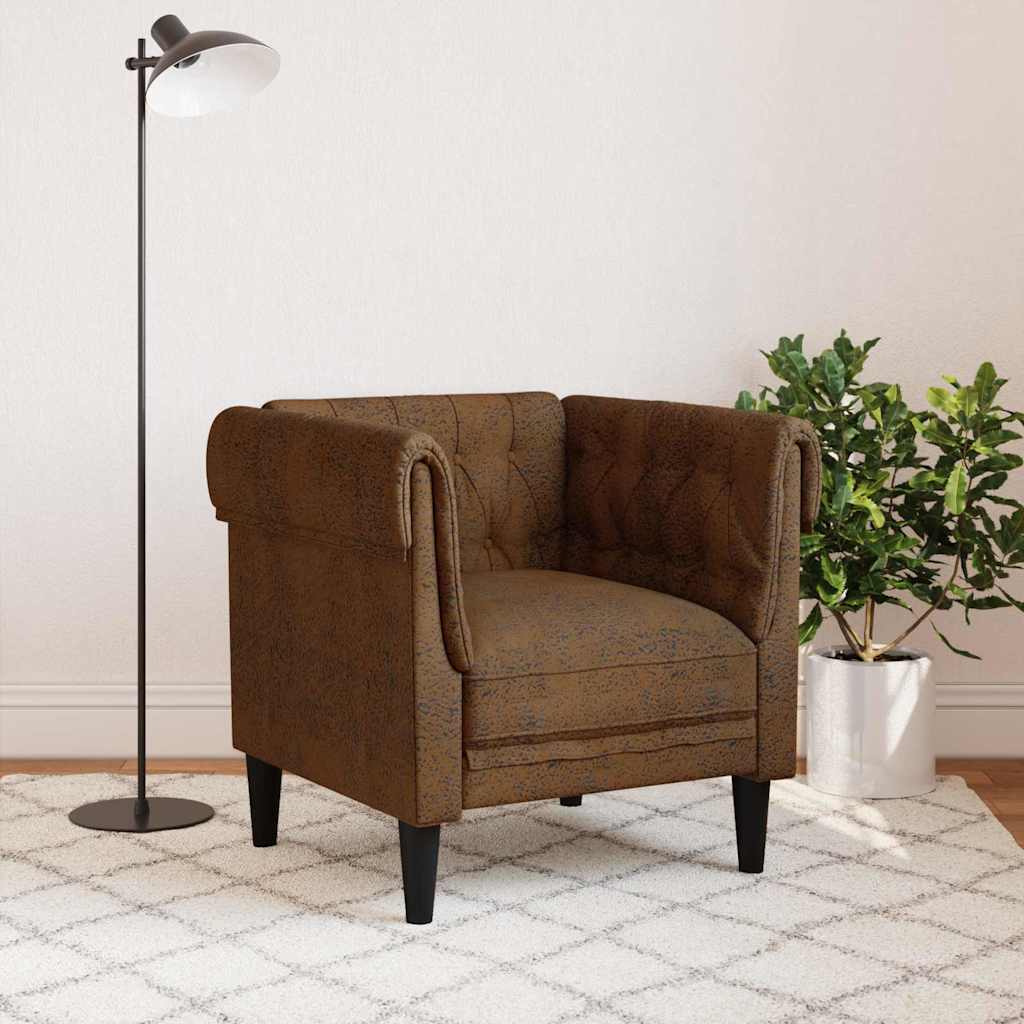 Chesterfield Sofa Stol Med Pude Brun 78.5 X 74.5 X 74.5 Cm