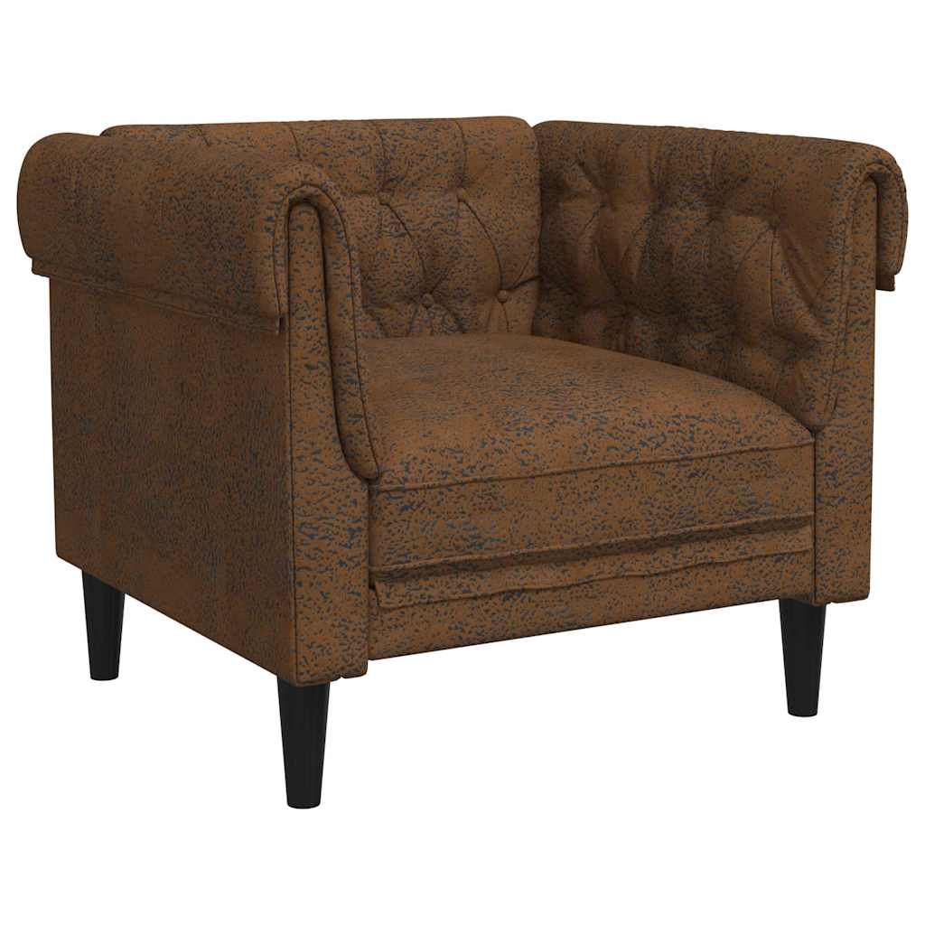 Chesterfield Sofa Stol Med Pude Brun 78.5 X 74.5 X 74.5 Cm