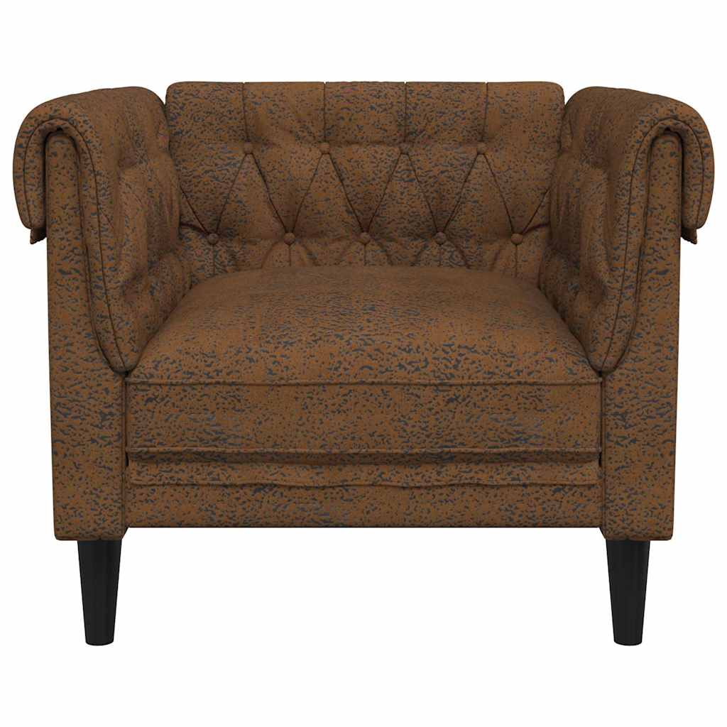 Chesterfield Sofa Stol Med Pude Brun 78.5 X 74.5 X 74.5 Cm