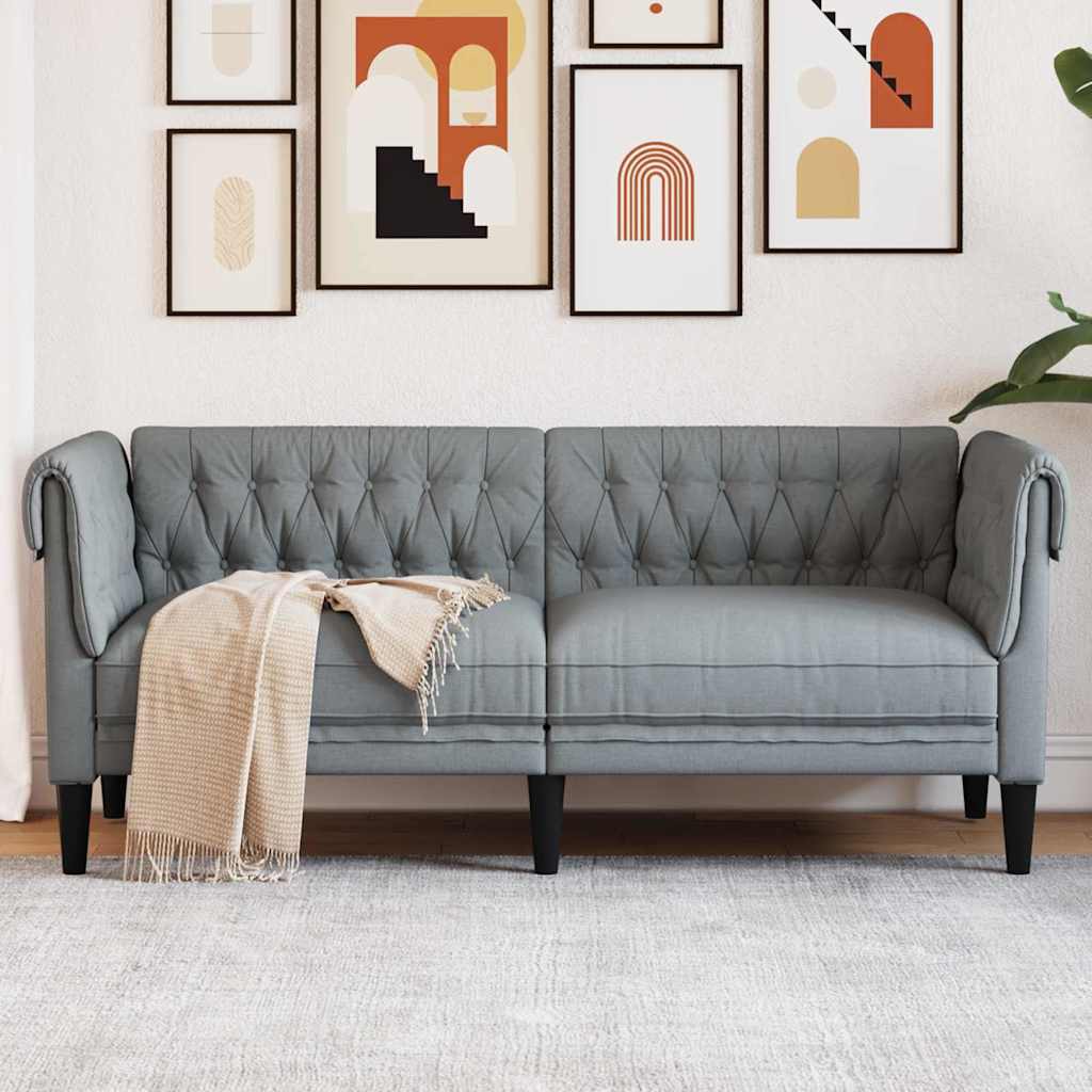 Chesterfieldsofa Med Pude Lysegrå 182.5 X 74.5 X 74.5 Cm Stof