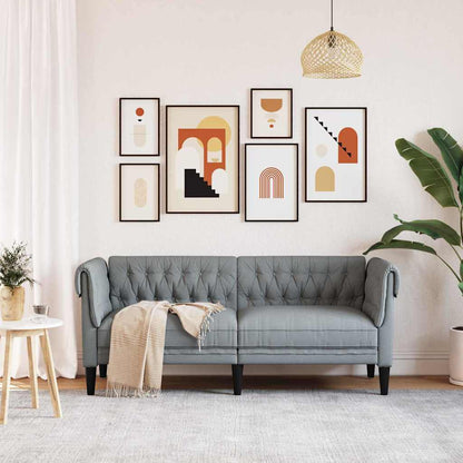 Chesterfieldsofa Med Pude Lysegrå 182.5 X 74.5 X 74.5 Cm Stof