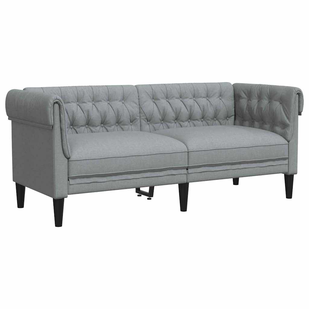 Chesterfieldsofa Med Pude Lysegrå 182.5 X 74.5 X 74.5 Cm Stof