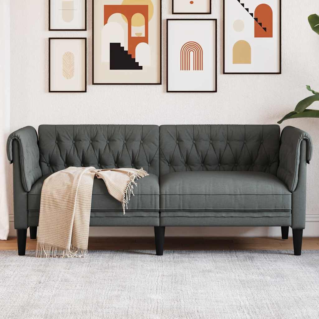 Chesterfieldsofa Med Pude Mørkegrå 182.5 X 74.5 X 74.5 Cm Stof