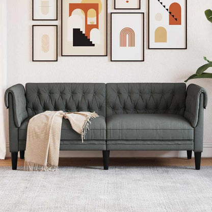 Chesterfieldsofa Med Pude Mørkegrå 182.5 X 74.5 X 74.5 Cm Stof