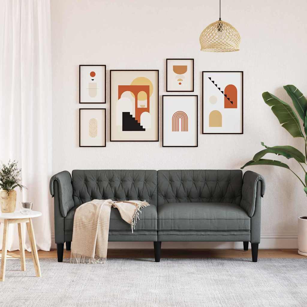 Chesterfieldsofa Med Pude Mørkegrå 182.5 X 74.5 X 74.5 Cm Stof