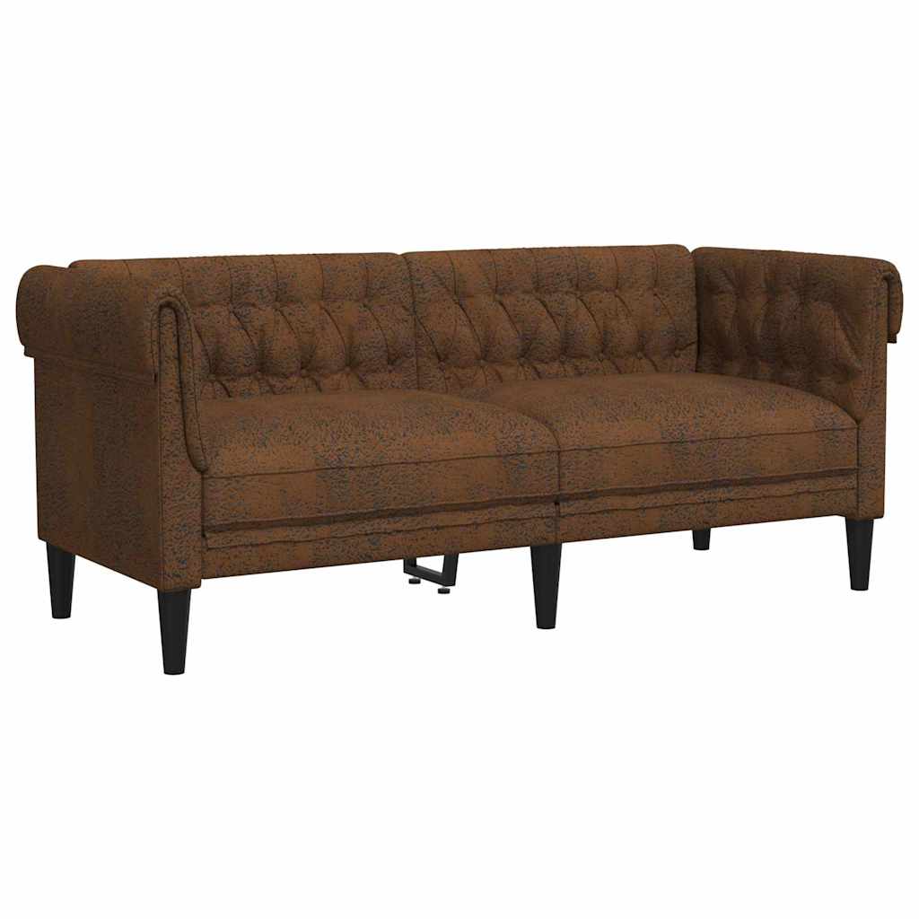 Chesterfieldsofa Brun 182.5 X 74.5 X 74.5 Cm Faux Suede Læder